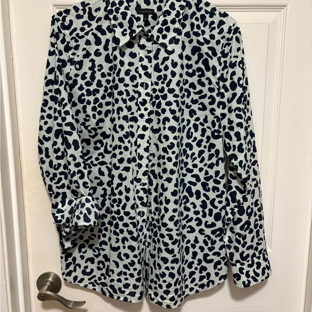 Talbots Black and White Animal Print Shirt